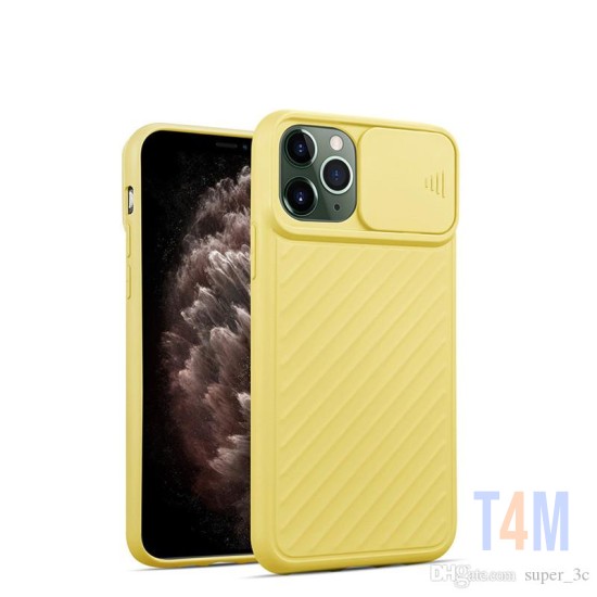 CAPA DE SILICONE COM PROTEÇÃO DE CÂMERA PARA APPLE IPHONE 12 PRO MAX AMARELO